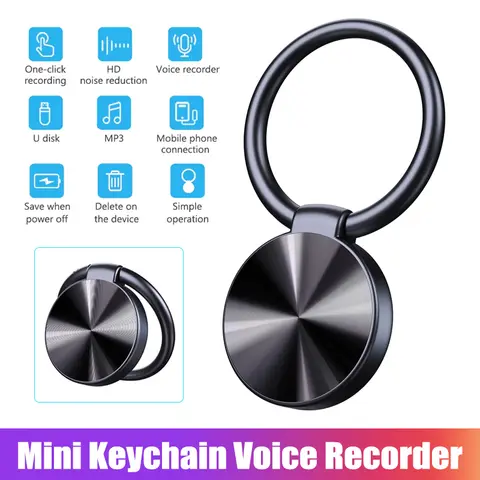 32GB 16GB 8GB Recorder Mini Keychain Voice Recorder Activated Sound Recording Noise Reduction Digital Dictaphone Mp3 Playback