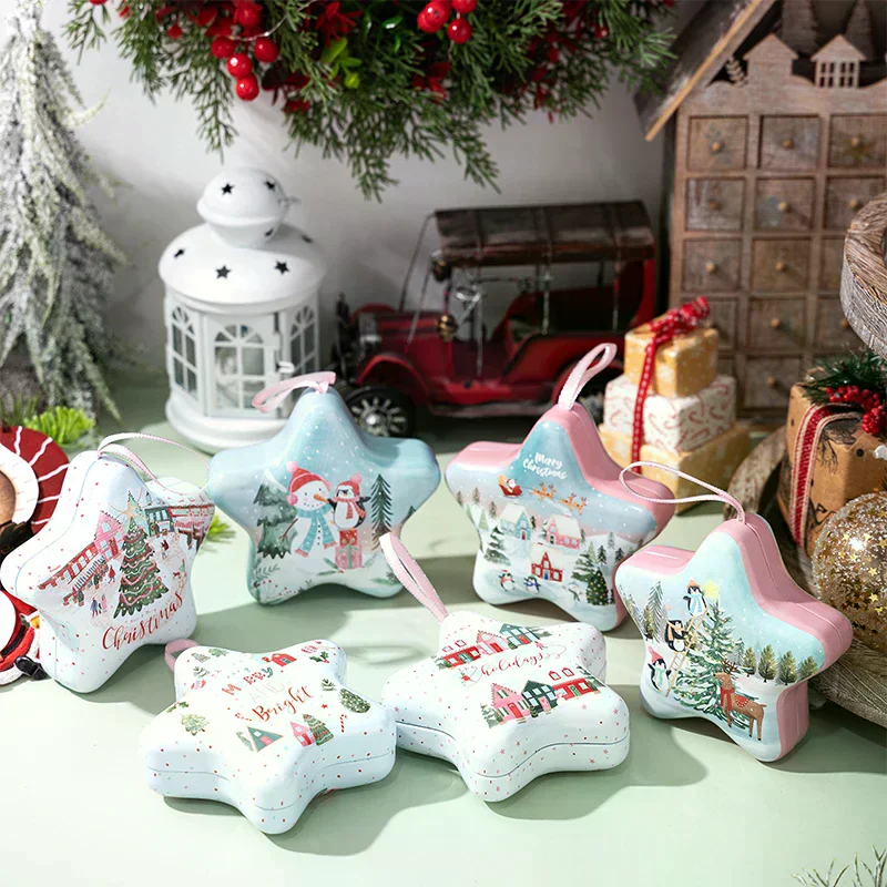 

Рождественский декор, жестяная коробка, коробка для хранения со шнурком, коробка для конфет, печенья, хранилище ювелирных изделий, сувениры для вечеринки, украшение для рождественской елки