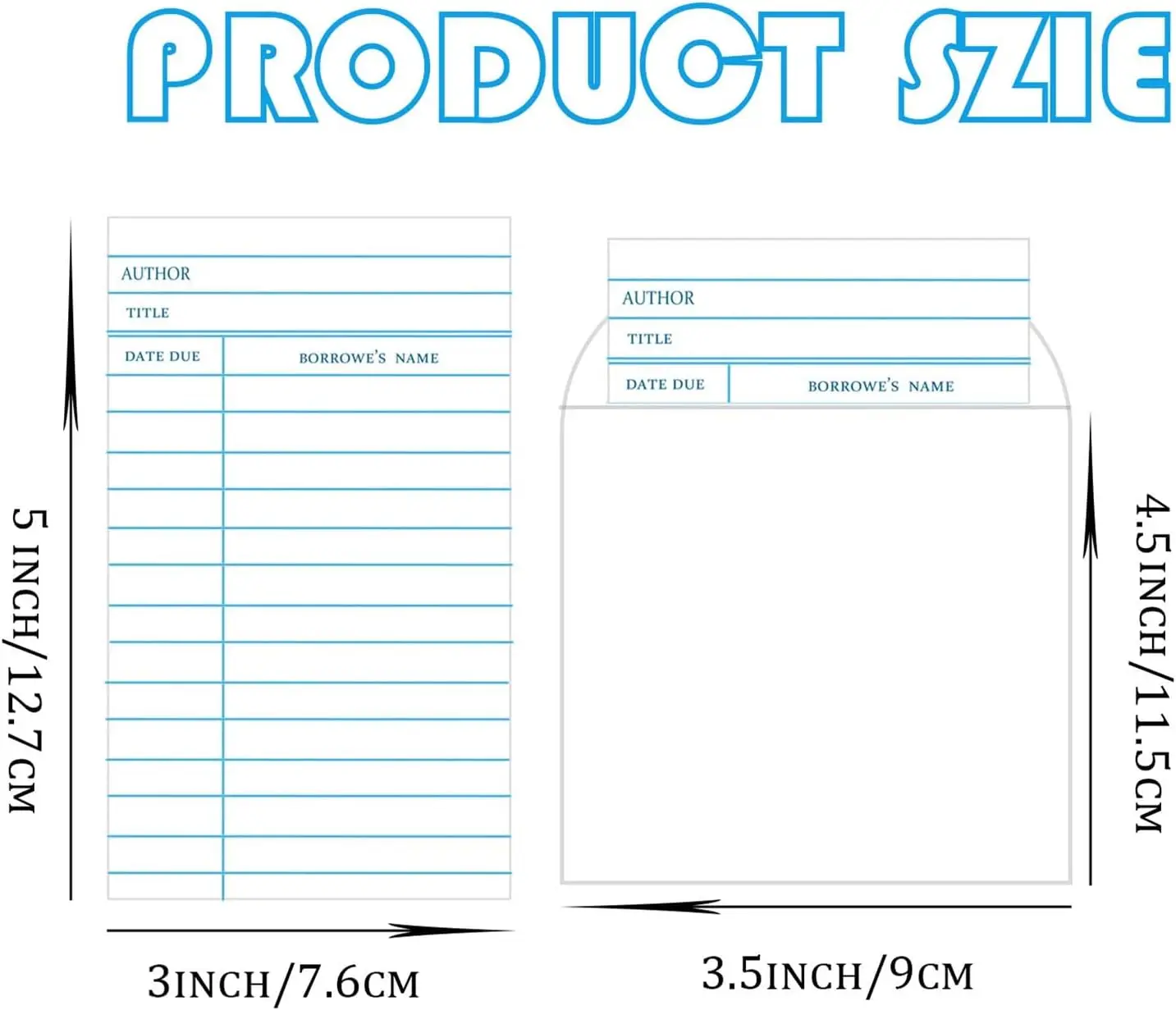 50Pack Library Card Pockets with Self Adhesive Backing & Due Date Cards with Envelopes, Cd Dvd Storage Pockets Book Checkouts