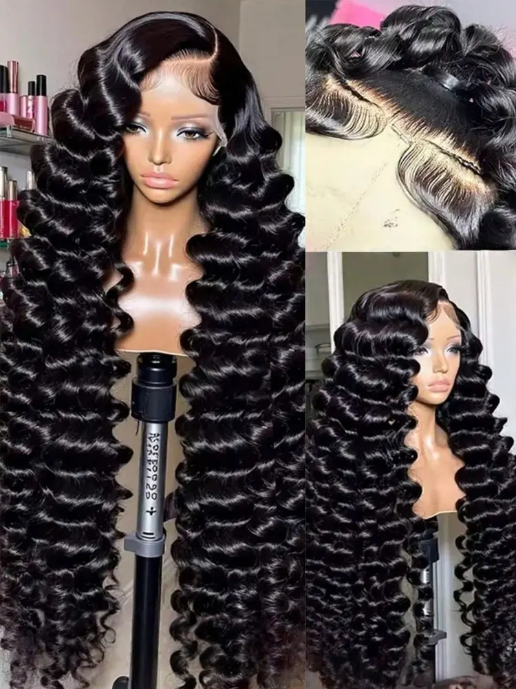 

28, 30 дюймов, 13x6, свободные, глубокие волны, кружевные передние парики, человеческие волосы, плотность 250%, HD, прозрачные кружевные фронтальные парики, человеческие волосы, предварительно выщипанные