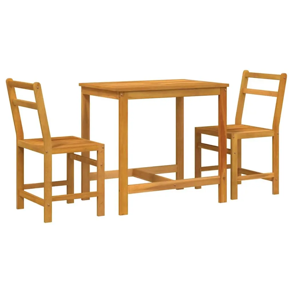3-Piece Folding Acacia Wood Bistro Set for Patio Balcony