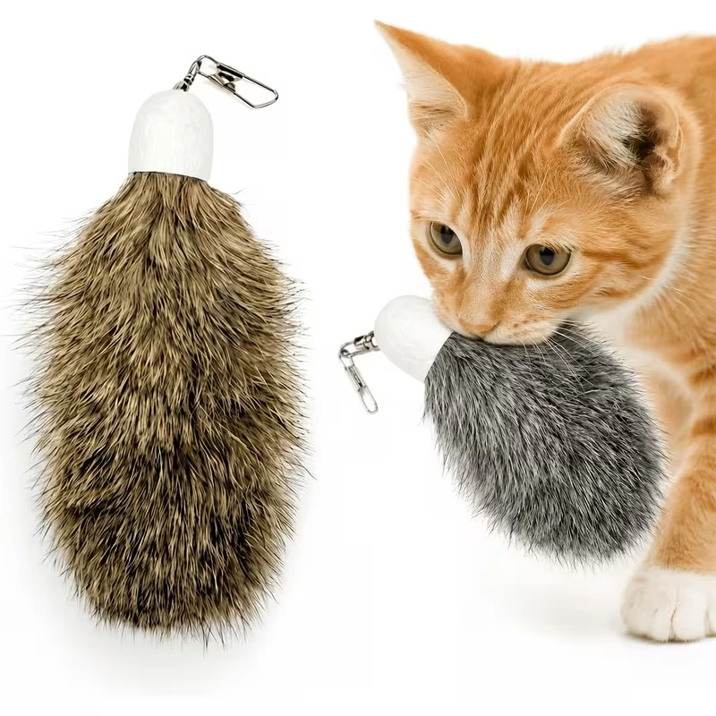 Cat Teaser Wand Replacement Head, Soft Long Hair + Silkworm Shell Shape, Metal Quick-Release Hook, Detachable Cat Teaser Rod Accessories, Scratch-Resistant and Bite-Resistant Realistic Tail Cat Toy, Pet Supplies for Kittens and Adult Cats to Entertain Themselves and Relieve Boredom, 5 Colors to Choose from