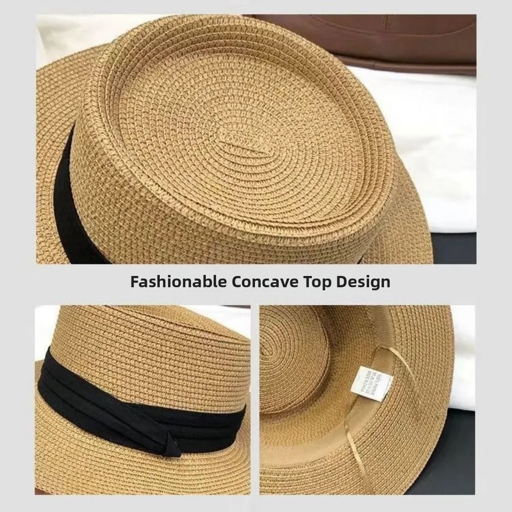 Nouveau Chapeau de Paille Panama Français Polyvalent et Naturel, Grande Taille, Large Bord, Protection Solaire pour Vacances, 54~58cm, Chapeau d'Été pour la Plage et le Tourisme