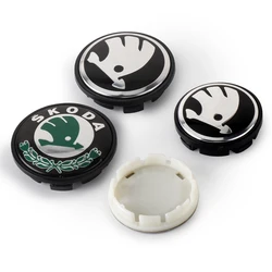 4PCS 56mm 60mm Car Styling Wheel Center Hub Caps Rim Cover Badge Emblem Sticker For Skoda Rapid Octavia RS Kodiaq Fabia Superb