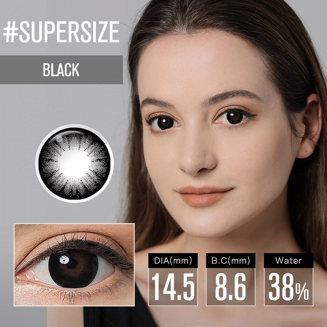 (0~-8) Magister 16.0mm Supersize Lenses Myopia Color Contact Lenses for Eyes With Diopters Prescription Lenses Black Eye Lens