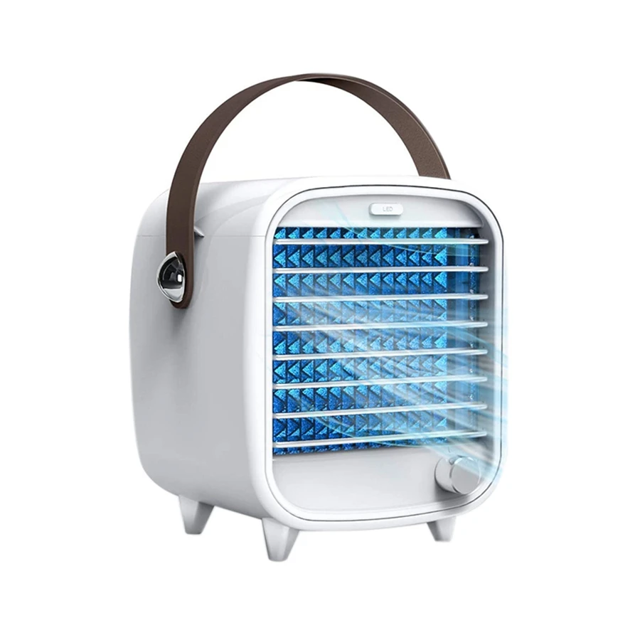 Portable Air Conditioner Small USB Desktop Air Cooler Fan Built in Ice Box Strong Wind Features for Home Office Bedroom