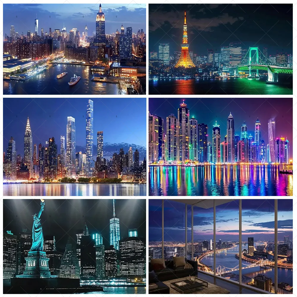 Ночной вид, высотное здание, фон, баннер, Нью-Йорк, город, фон для фотосъемки, украшение для вечеринки, реквизит для фотосессии