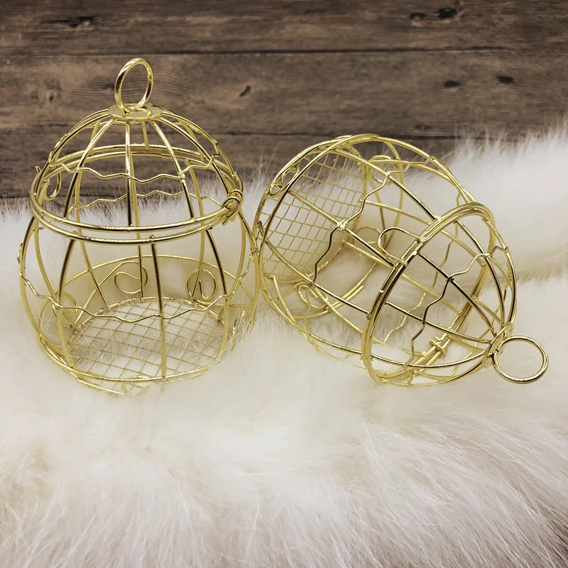 Mini Metal Gold Vintage Bird Cage Candy Boxes Baby Shower Favor Gift Box Party Festival Supplies Hollow Decor