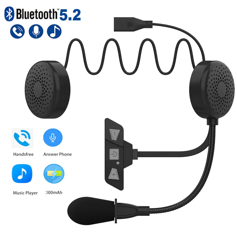 Stereo Bluetooth 5.2 Moto Helmet Headset Wireless Handsfree Earphone Motorcycle Helmet Headphones MP3 Speaker Waterproof