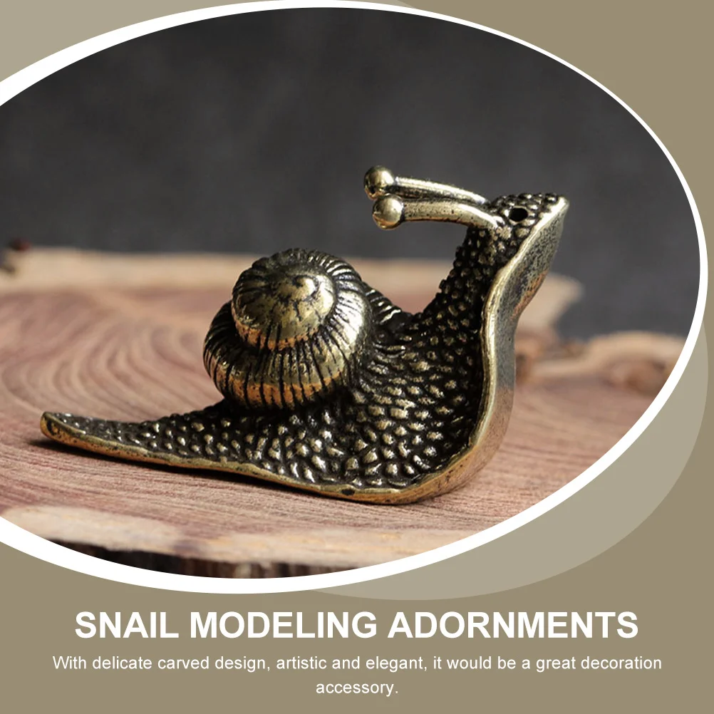 2 Pcs Pure Copper Snail Ornaments Delicate Tea Pets Vintage Decor Mini Shaped Models Modeling Adornments