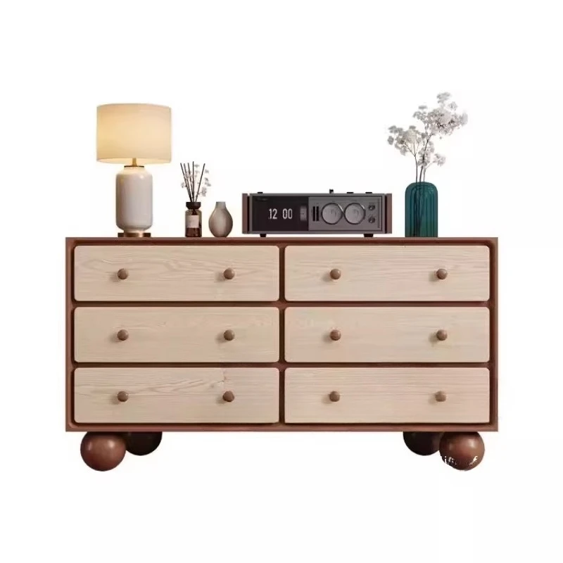 

Шкаф-комод из массива дерева в ретро-стиле, шестисекционный, для хранения вещей в спальне