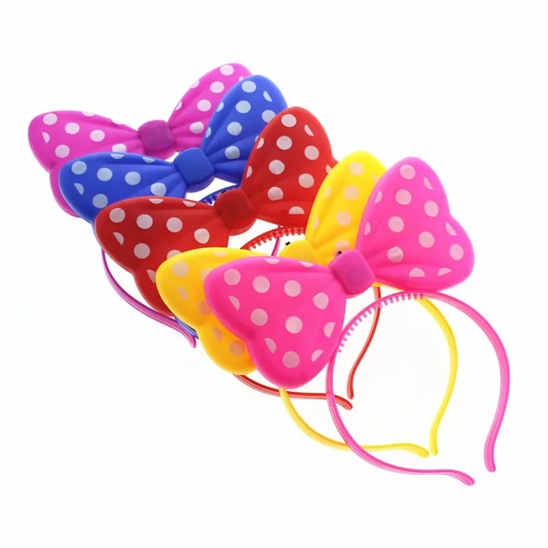 5/10pcs LED Light-up Bow Headband Multicolor Luminous Mouse Bow-knot Princess Crown Headdress Hair Hoop Band Wedding Party Decor