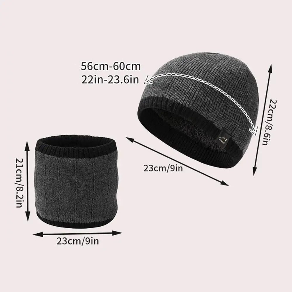 مجموعة وشاح قبعة دافئة سميكة وبطانة من الصوف لحماية الرقبة Skullcap Beanies الشتوية