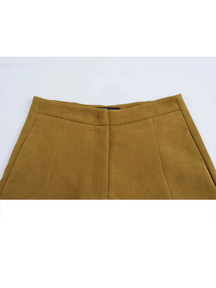 TRAFZA Chaqueta de viaje retro con cuello en V y bolsillo de un solo pecho para mujer + pantalones elegantes de pierna ancha con bolsillos laterales con cremallera de cintura alta