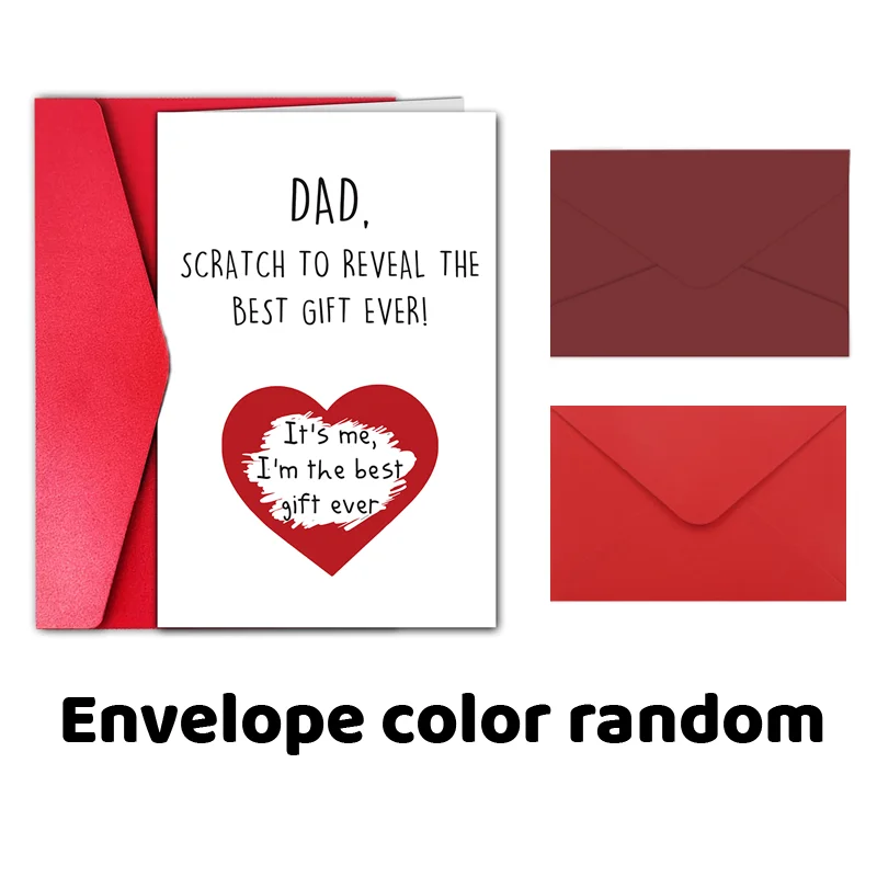 1 pc fun Father\'s Day card with creative scratch-off hearts. Creative card. The perfect gift for your dad.