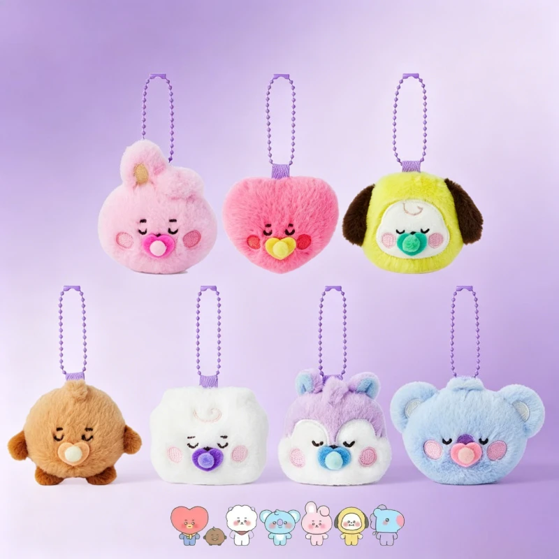 BT21 cartoon cute baby series plush doll keychain kawaii figure pendant accessory fan support anime merchandise wholesale