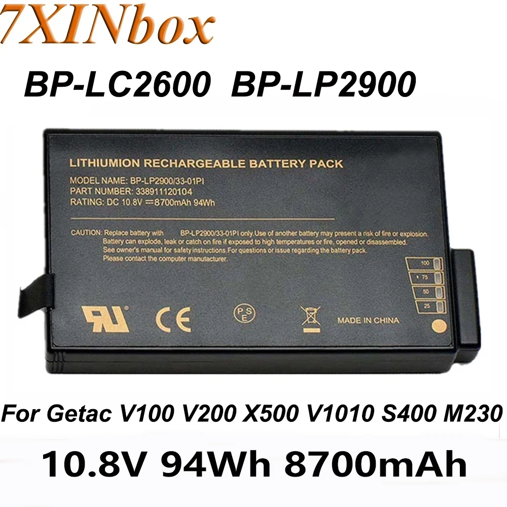 7XINbox BP-LP2900/33-01PI BP-LP2900 94Wh 8700mAh Laptop Battery For Getac X500 S400 M230 V100 V200 V1010 B300 Series BP-LC2600