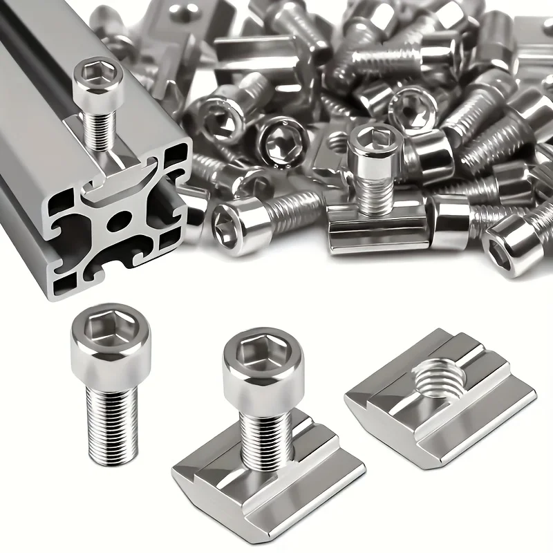 

25 комплектов: Набор гаек M8 для Т-образных пазов из нержавеющей стали, гайки-слайдеры, аксессуары для промышленных алюминиевых профилей, пружинные элементы