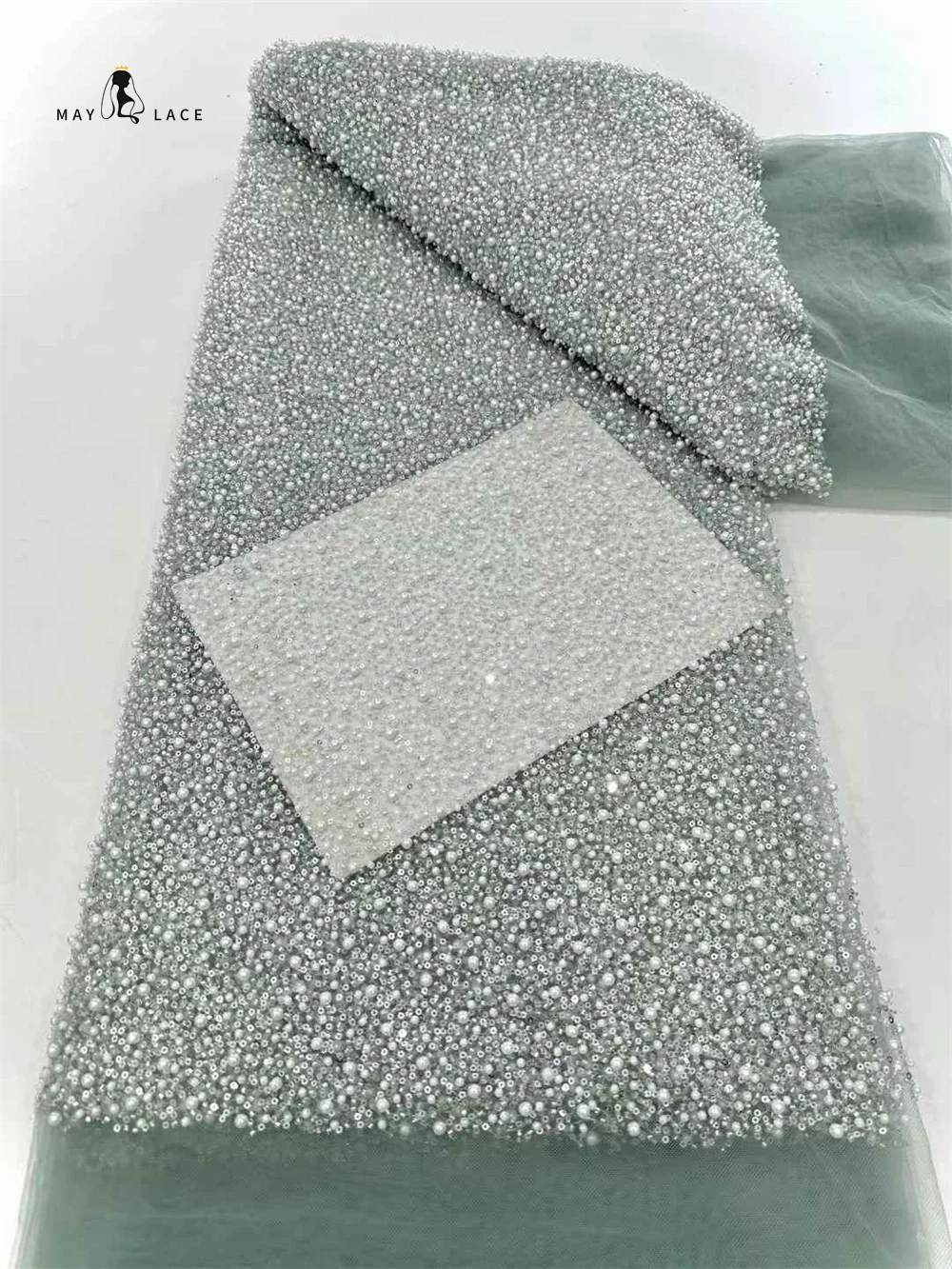 

Luxury Beads Lace African 2025 High Quality 5 Yards Handmade beads Sequins Tulle Fabric Nigerian For Evening Party Dress Women