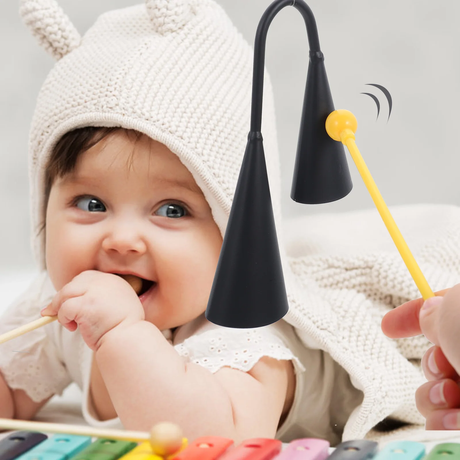 

Double Horn Musical Instrument Trumpet Bell Percussion Cowbell Traditional Latin Kids Instruments Cowbells for Samba