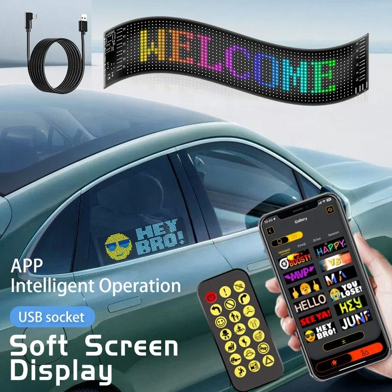 

BOTAI LED Matrix Pixel Panel Bluetooth Car Rear Window Scrolling Message Board Flexible Advertising Screen