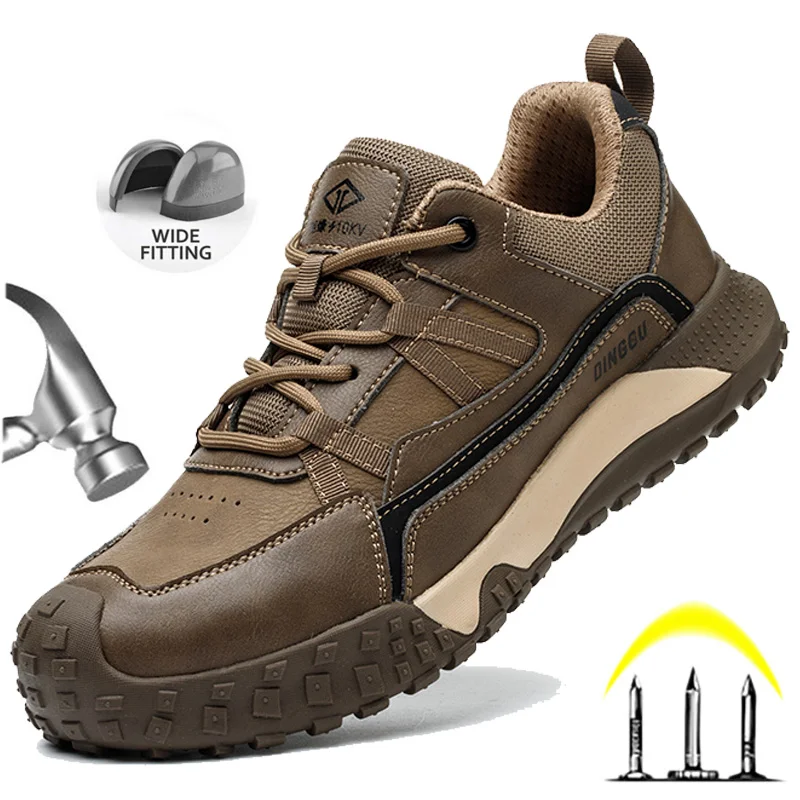 

Steel Toe Man Work Boots Industrial Fashion Safety Shoes Men Non-slip Work Sneakers Indestructible Construction Work Mens Shoes