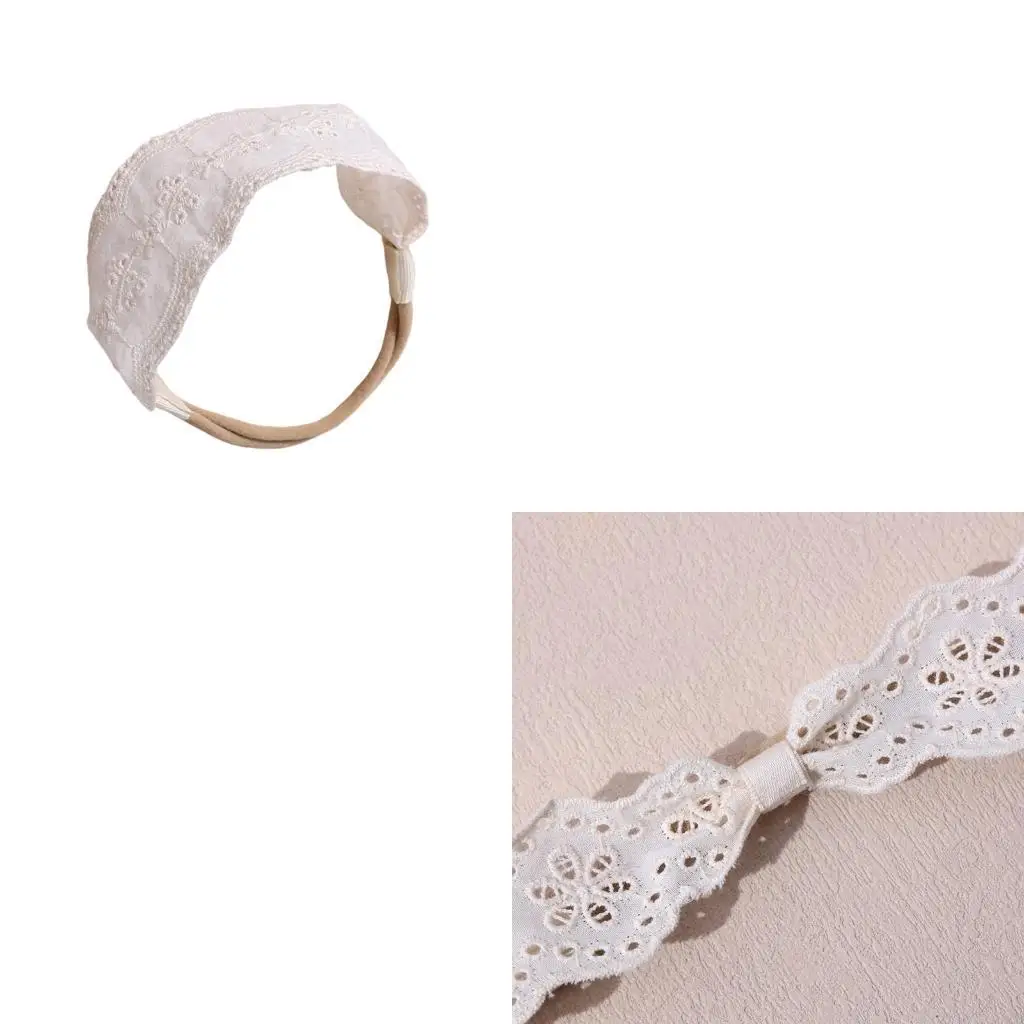 

Elegant White Lace Baby Headband Handmade Embroidery Soft Breathable Fabric Hair Band Props for Infants Toddler 4XBC