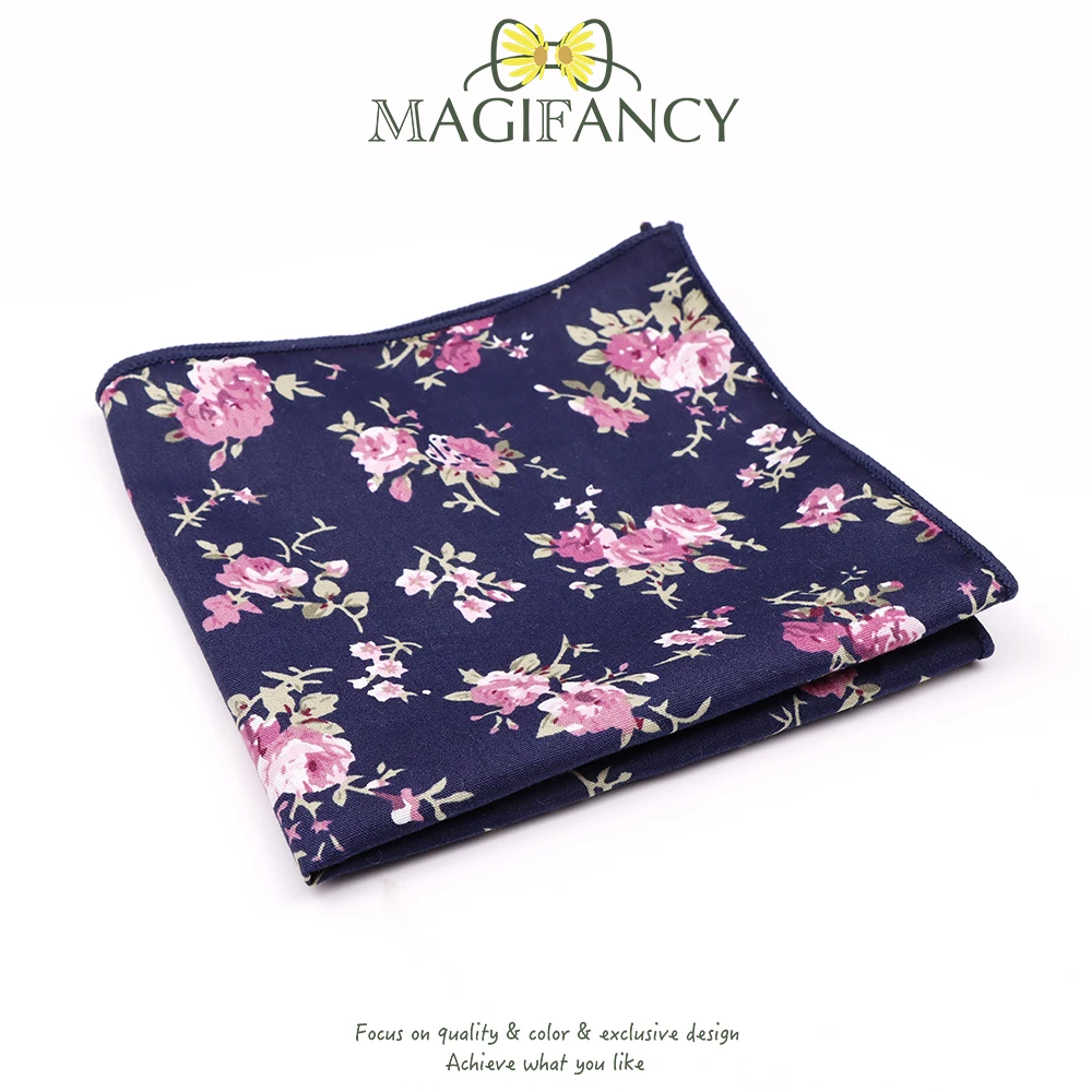 Sapu Tangan Motif Bunga Merah Muda 100% Katun 25cm Romantis Wanita Pria Pesta Pernikahan Sehari-hari Aksesoris Saku Jas Hadiah Tuxedo Dasi