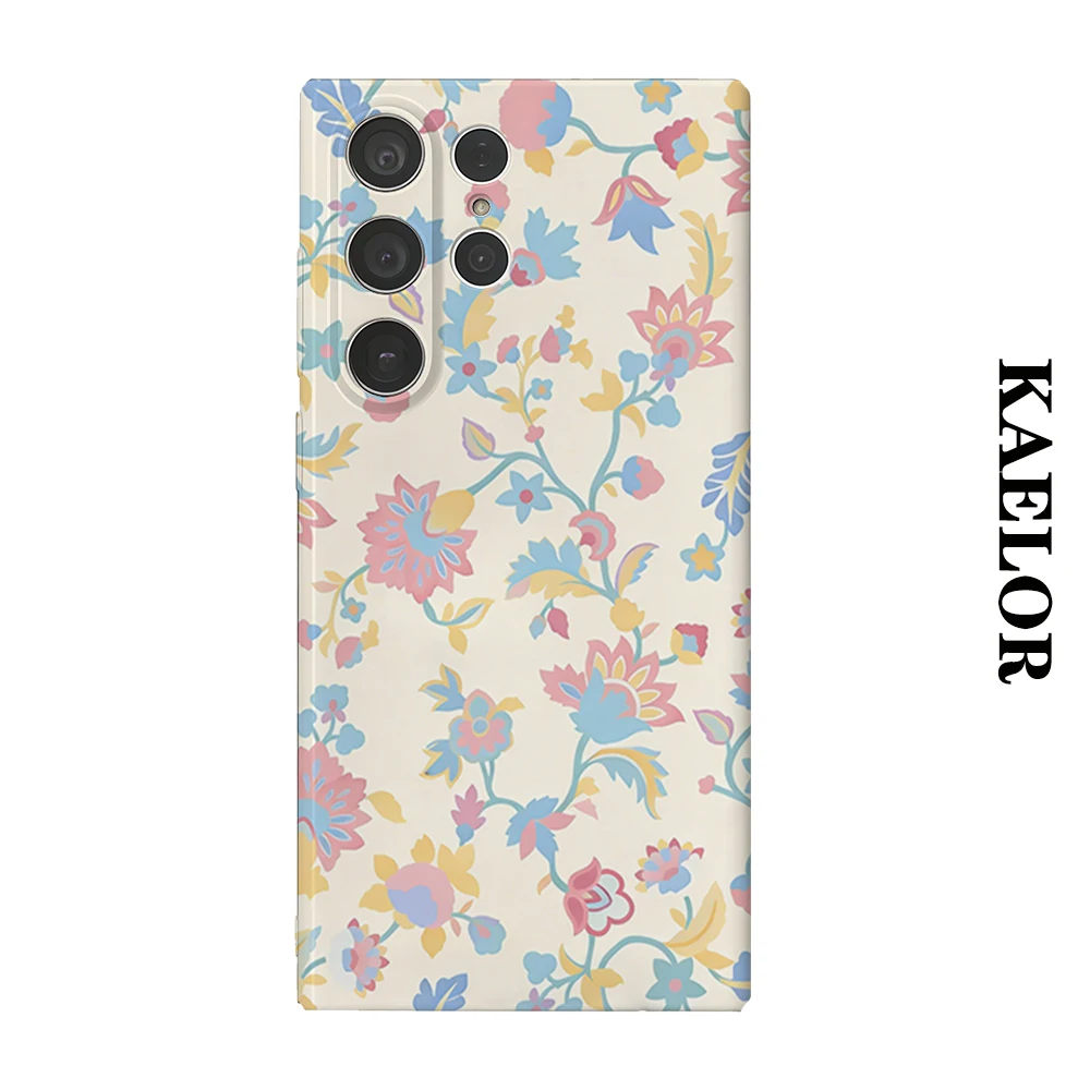 Vintage Chintz Durable Shiny Double-layer Case for Samsung S26 Ultra S25 S24 S23 Plus Anti-drop Scratch Resistant Cover