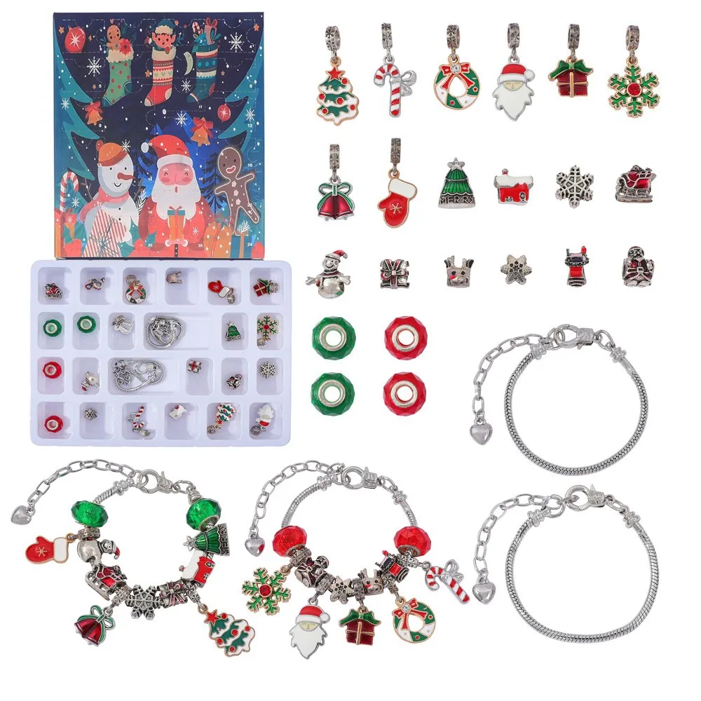 عيد الميلاد ماجيك تقويم القدوم سوار 24 يوم العد التنازلي صندوق أعمى سحر مفاجأة يومية DIY ملحق هدية للأطفال والمراهقين