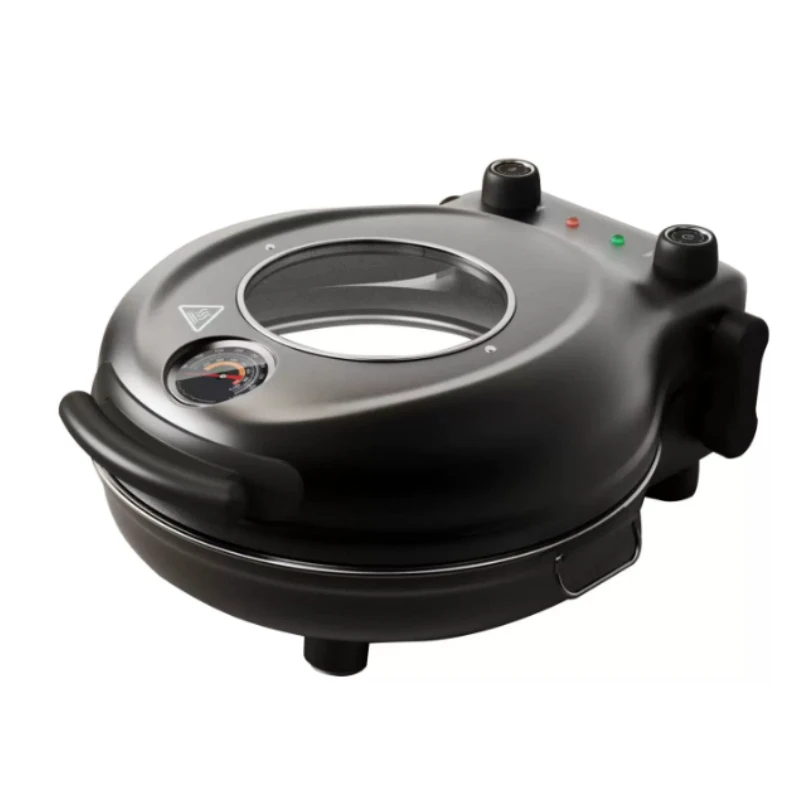Electric Pizza Maker with Timer & Temperature Control, Visible Window Non-Stick Baking Pan for Home Kitchen