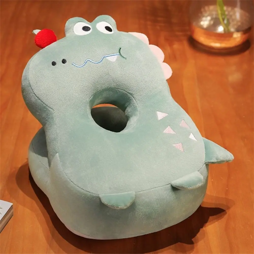 Travesseiro aquecedor de mãos dupla face, super macio, pelúcia e seda gelada, dinossauro, escritório, travesseiro de pelúcia, crocodilo