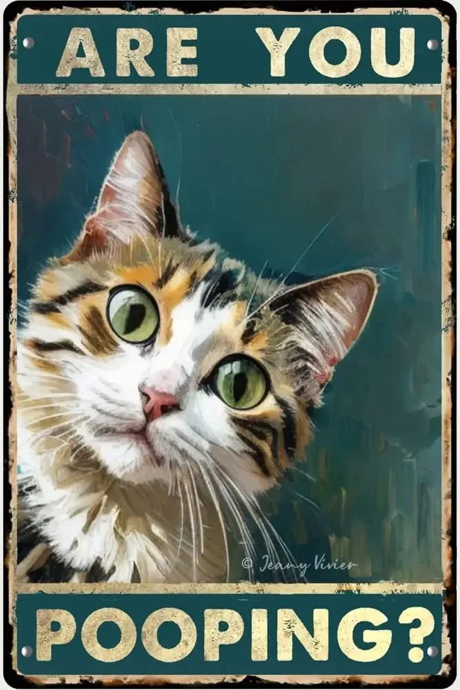 Retro-Blechschild, Vintage-Stil, schwarze Katze, bist du kackende Schilder für Tochter, Frauen, Klassenzimmer, Toilette, Hochzeit, Geburtstag, Dekorationen