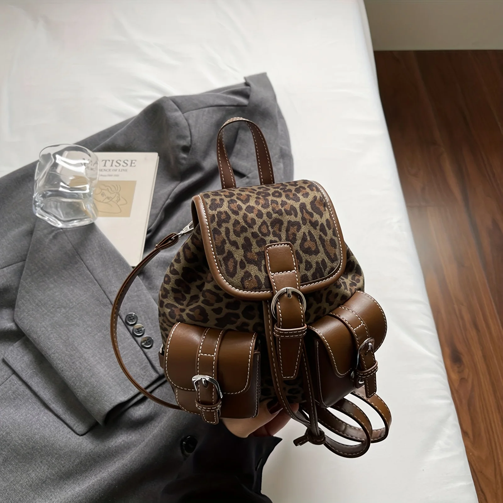 Retro Leopard Print Women's Backpack Light and Versatile Trendy Fashion Daily Leisure Shopping Dating American Style