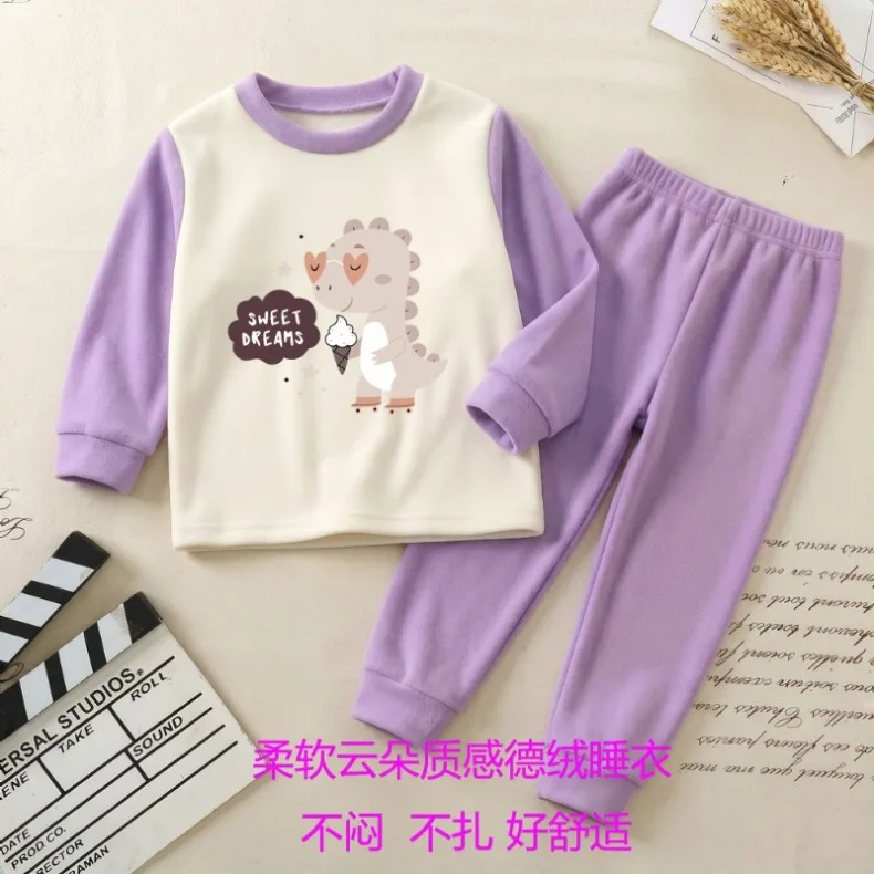 2026 Herbst- und Winter-Kinder-Pyjama-Sets, weich und bequem, verdickte warme Heimkleidung für Jungen, Langarm-Schlafanzüge – Detail 3