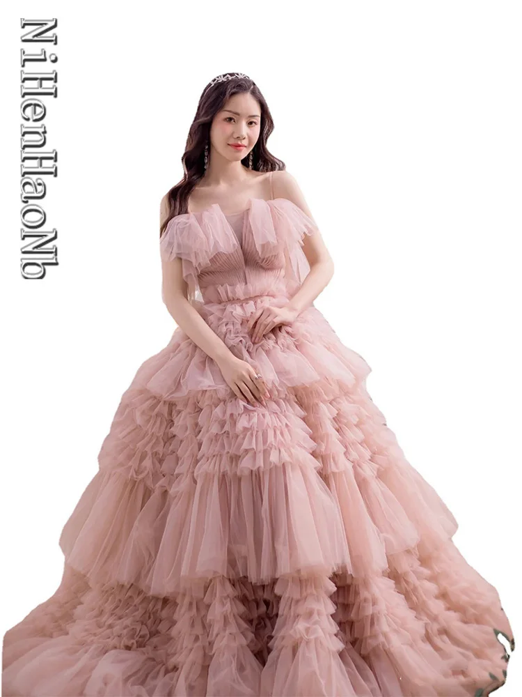 Blush Pink Off Shoulder Quinceanera Dresses Evening Dress Tulle Long Formal Prom Dresses Sweet Party Gown