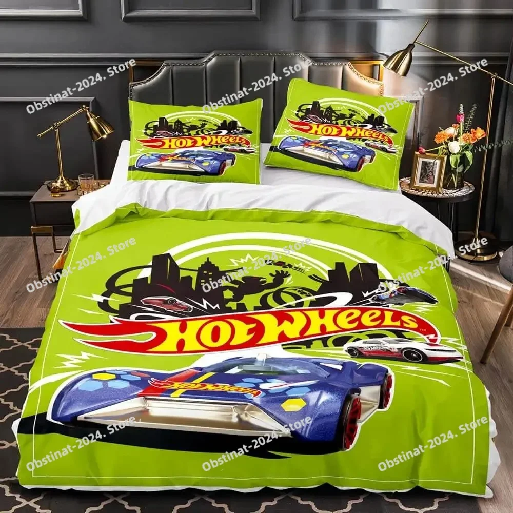 Monster Truck Hot Wheel-funda de almohada estampada, juego de cama, funda nórdica, funda de almohada, juego de cama, sábana de lino, funda de edredón completa