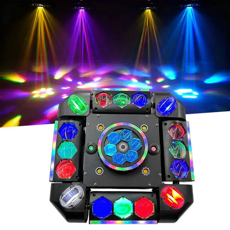 12LED Blizzard Moving Head Light with Laser, Sound Activated RGB Stage Lamp for Wedding Bar KTV Party