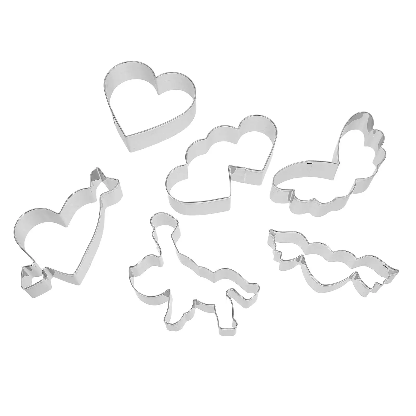 

6 Pcs Reusable Small Cookie Cutters Stainless Kit Heart Mold Shape Baking Pan Heart Sandwich Cookie Kit