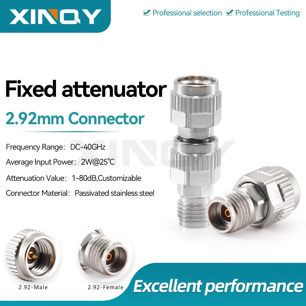 XINQY 40GHz 2W 2.92mm Coaxial Fixed Attenuator, 10dB, 20dB, 30dB, 40dB Signal Attenuator, 50Ω