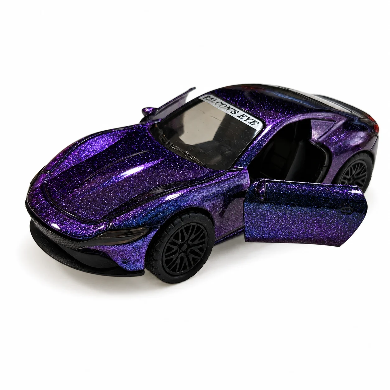 (Corrugated Box) 1/36 Scale, Purple Glitter Finish Style Toy Car, Strong Spring, Metal Casting, Boy's Toy, the Best Gift.