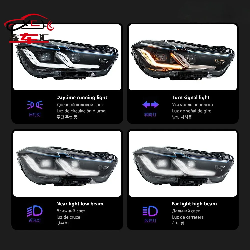 

Auto Parts For BMW X1 F48 Headlights 2016-2021 latest Dual L Style LED Daytime Lights Dual Projector Car Accesorios Modified