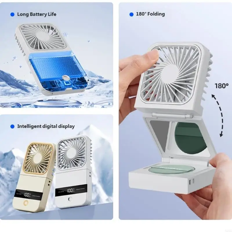 

USB Rechargeable Mini Fan Portable Handheld Fan With 5 Speed Setting Quiet Operation for Travel Office and Home Use