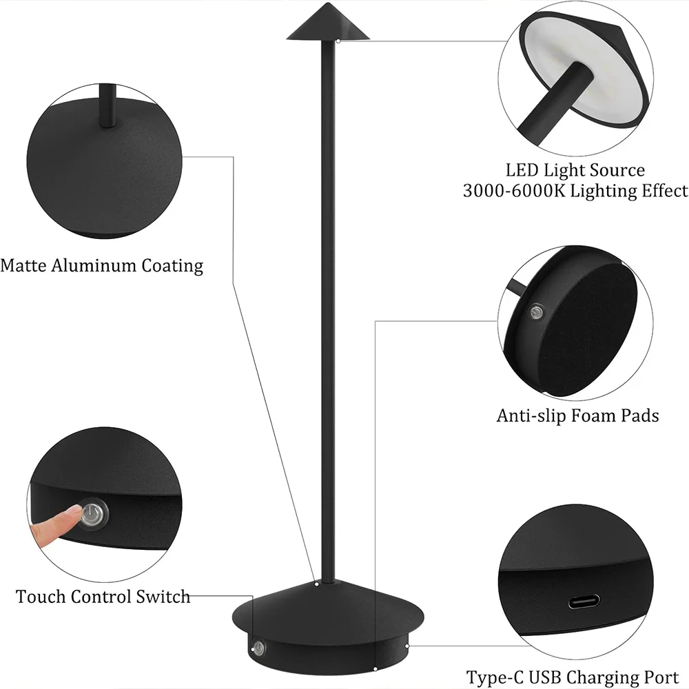 Lampe de table LED aste de type C, lampe décorative créative, tactile, adaptée pour la salle à manger, l'hôtel, le bar, le café, Pina Pro