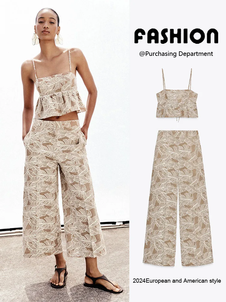 

Летние новые женские повседневные топы на бретелях 3606919 983, длинные брюки 3639919 983, одежда для выступлений в этническом стиле