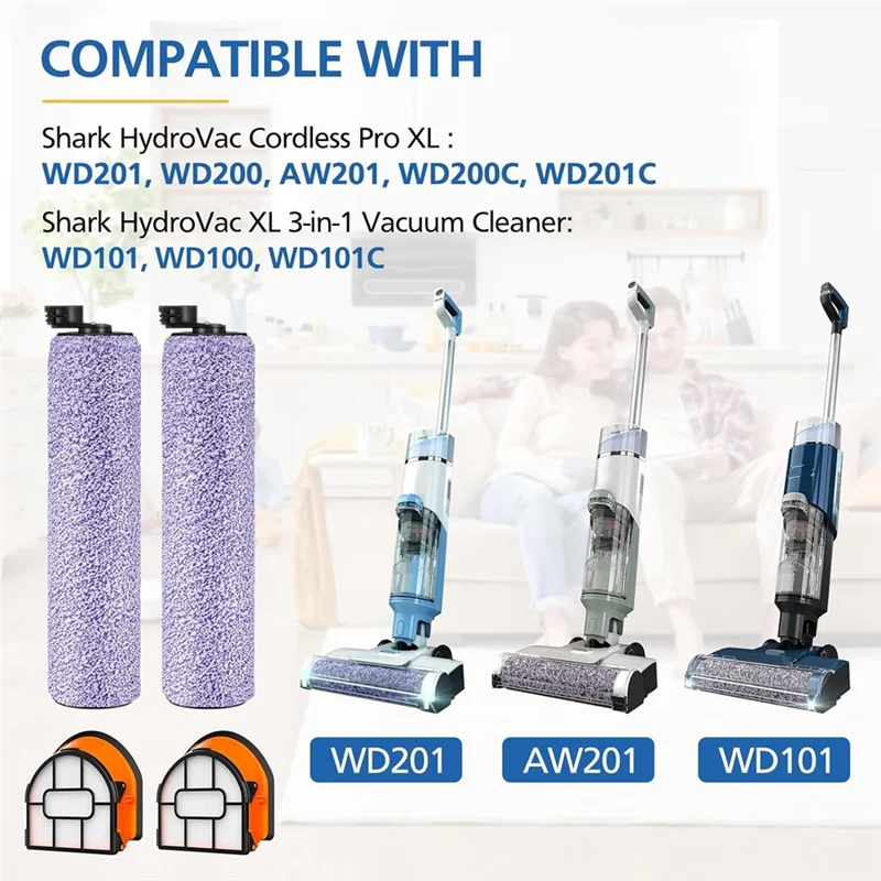 A97G WDB1F2 Replacement Brushroll & Filter Bundle For Shark Hydrovac WD101 WD201 WD100 WD200 AW201 Vacuum Cleaner Parts