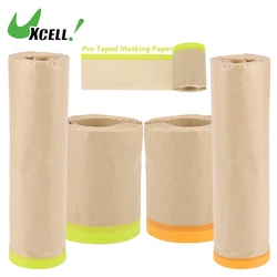 UXCELL Pre-Taped Masking Paper for Painting 15m Tape and Drape Painters Paper Paint Adhesive Protective Paper Roll for Auto Body
