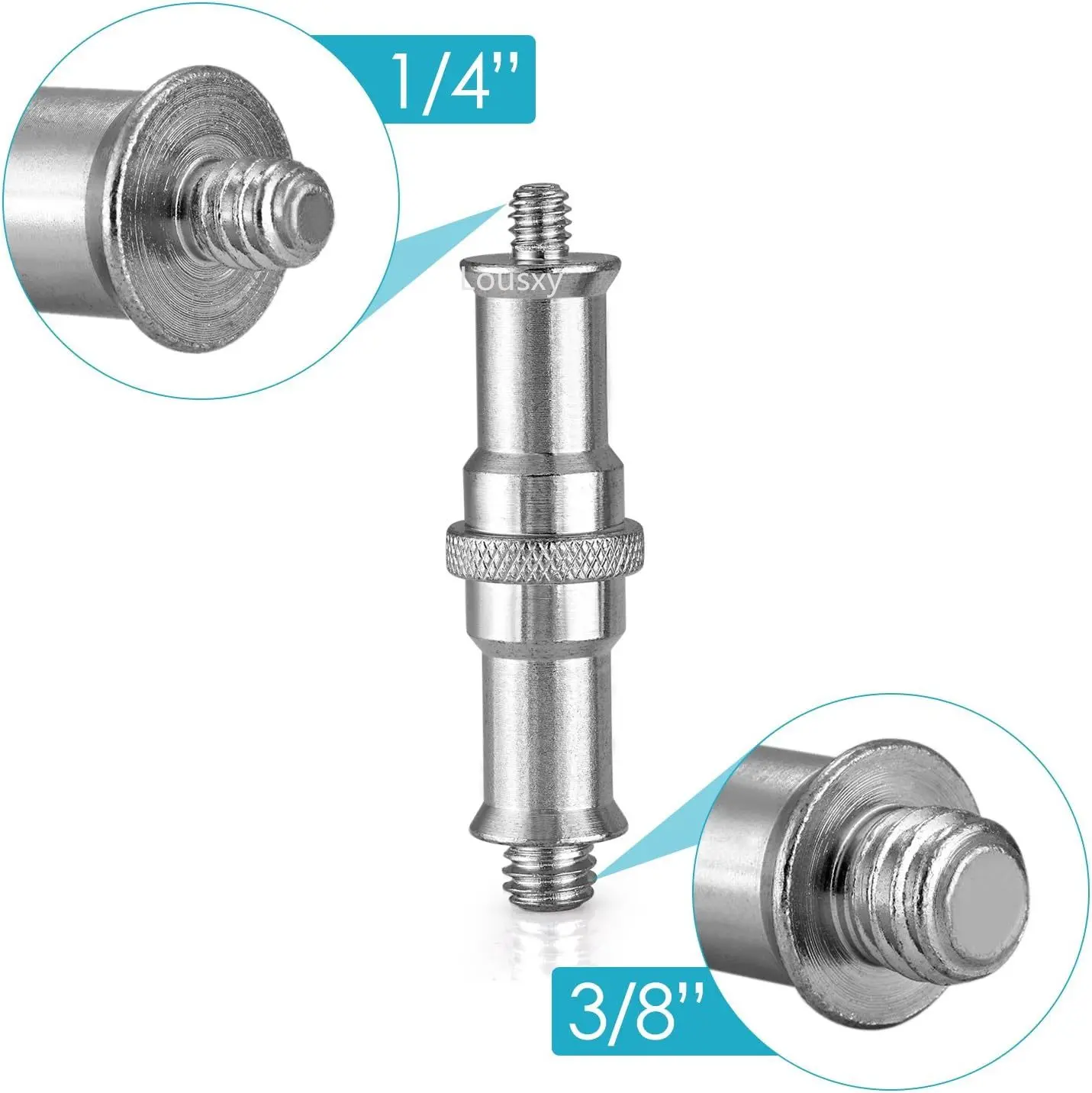 Standard 1/4 to 3/8 inch Metal Male Convertor Threaded Screw Adapter Spigot Stud for Studio Light Stand Hotshoe