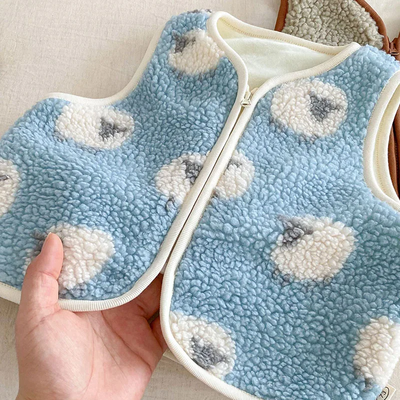 2025 New Winter Kids Vest 9M-5T Crtoon Sheep Dogs Baby Girls Thicken Sleeveless Jacket Fashion Loose Children Waistcoat