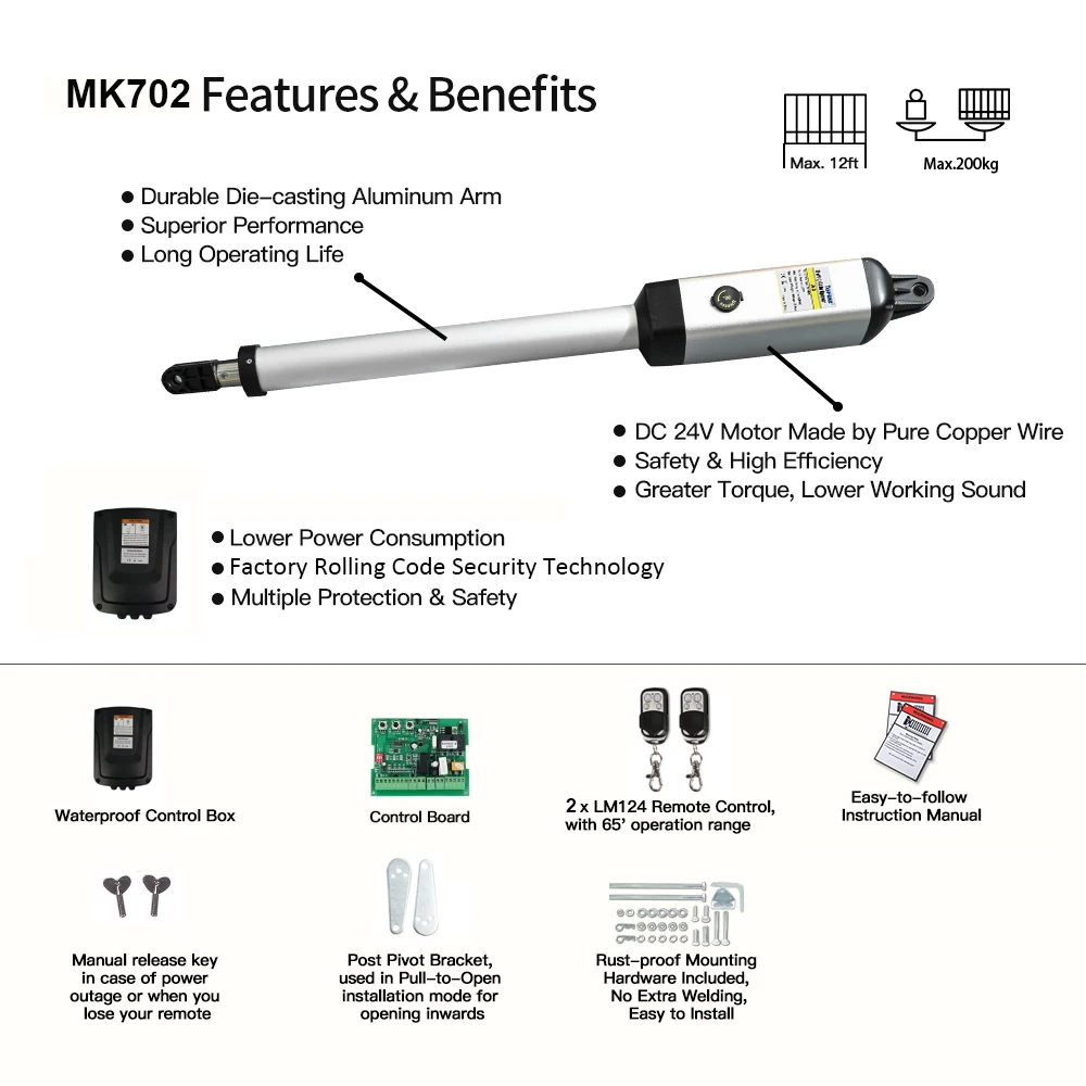 Factory Direct Automatic Swing Door Opener Single Arm Gate Operator Swing Door Motor